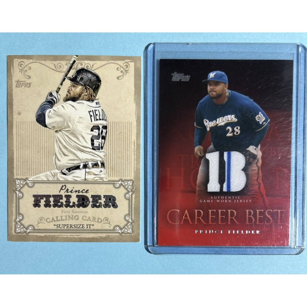 2013 Topps Prince Fielder Calling Cards+2009 T Career Best Relics Patch #CBR-PF